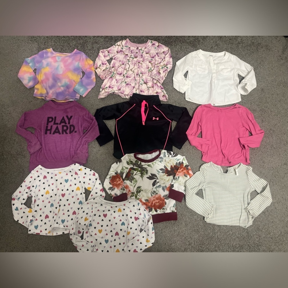 Set of 10 girls/ toddler/ 2T Winter long sleeve, Sweatshirt/ Zip-up shirt lot - Picture 1 of 8